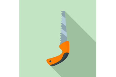Garden hand saw icon, flat style