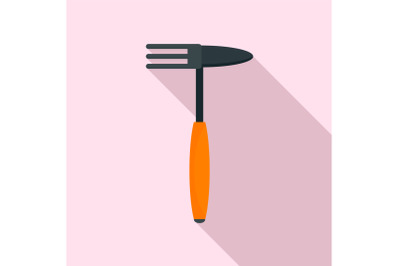 Hand rake tool icon, flat style