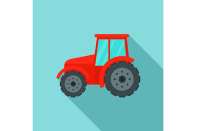 Farm tractor icon, flat style