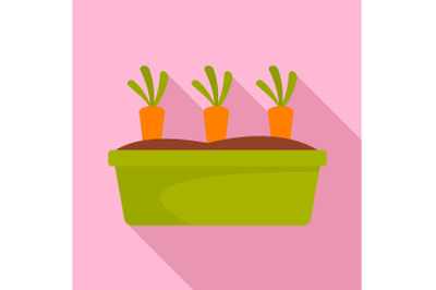 Carrots in garden icon, flat style