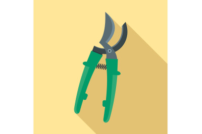 Farm secateurs icon, flat style