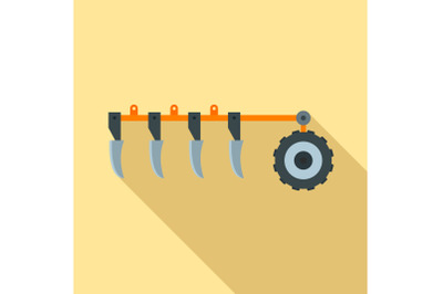 Tractor plow icon, flat style