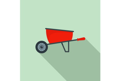 One wheel barrow icon, flat style