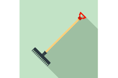 Garden rake icon, flat style