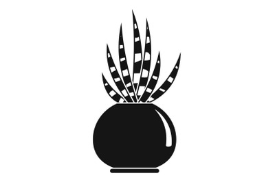 Striped cactus pot icon, simple style
