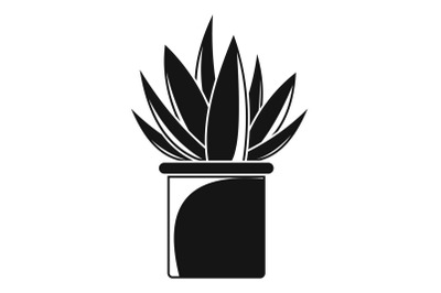 Aloe cactus pot icon, simple style
