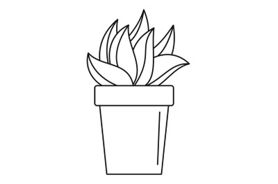 Cactus plant pot icon, outline style