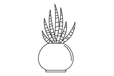 Striped cactus pot icon, outline style
