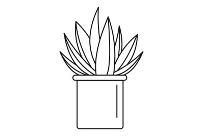 Aloe cactus pot icon, outline style
