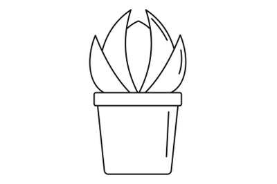 House cactus pot icon, outline style