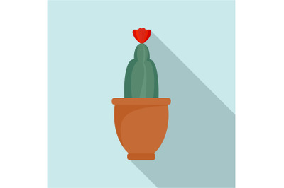 Cactus flower icon, flat style