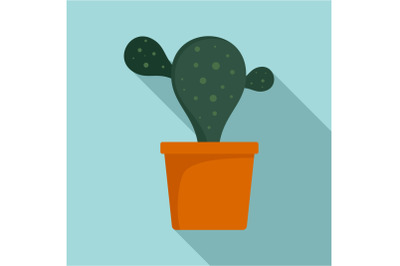 Natural cactus pot icon, flat style