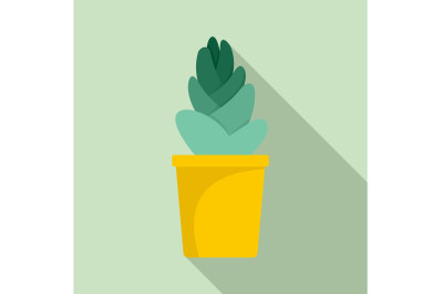 Sand cactus pot icon, flat style