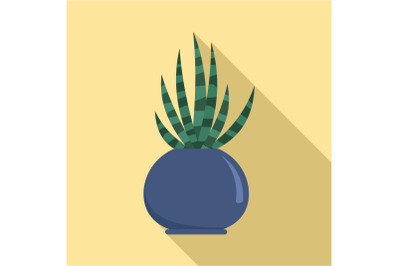 Striped cactus pot icon, flat style