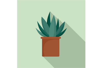 Aloe cactus pot icon, flat style