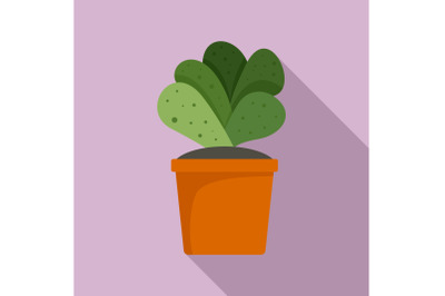 House cacti pot icon, flat style