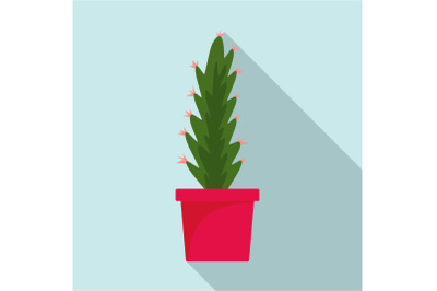 Cactus pot icon, flat style