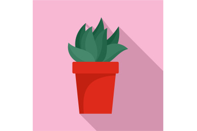 Cactus plant pot icon, flat style