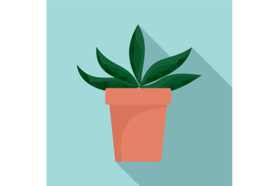 Home cactus pot icon, flat style