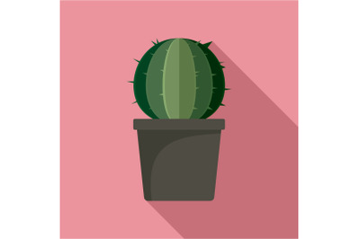 Sphera cactus pot icon, flat style