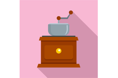 Coffee grinder icon, flat style