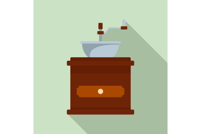 Coffee mill icon, flat style