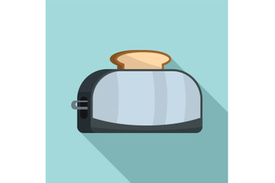 Metal toaster icon, flat style