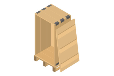 Wood box pallet icon, isometric style