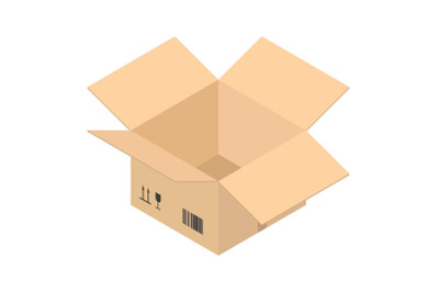 Open postal box icon, isometric style