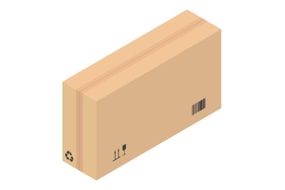 Packed carton box icon, isometric style