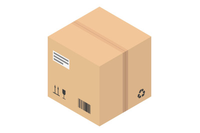 Box parcel icon, isometric style