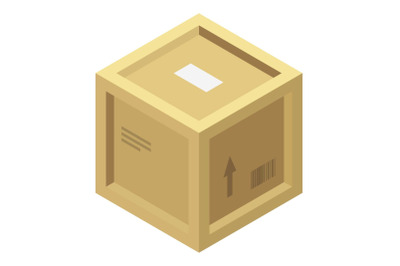 Wood parcel box icon, isometric style