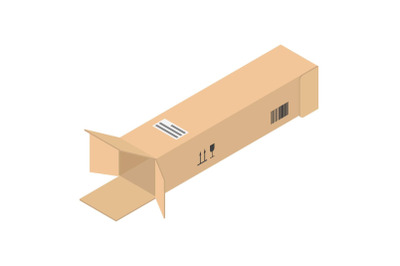 Open long box icon, isometric style