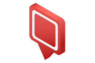 Info bubble map pin icon, isometric style