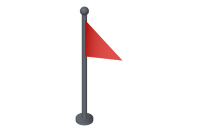 Red map flag icon, isometric style