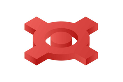 Red crossing map icon, isometric style