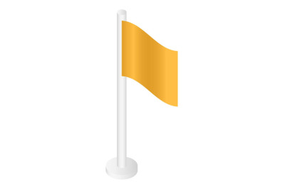 Yellow gps flag icon, isometric style
