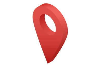 Red gps pointer icon, isometric style