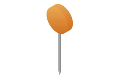 Orange map pin icon, isometric style