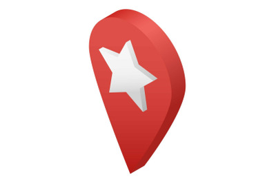 Star map pin icon, isometric style