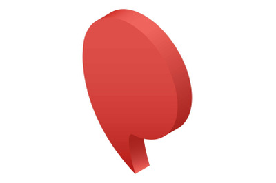 Red speech map pin icon, isometric style