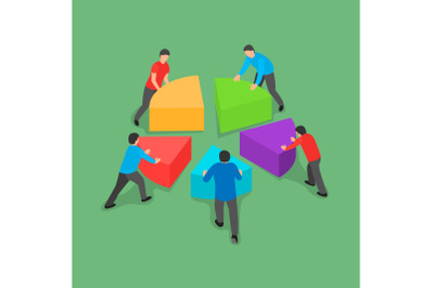 Unity people team background, isometric style
