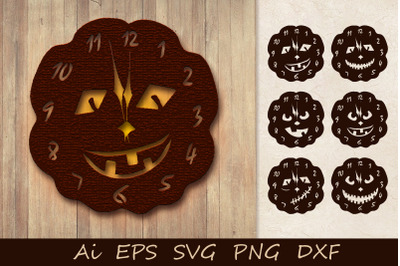 Pumpkin clock. Halloween. SVG