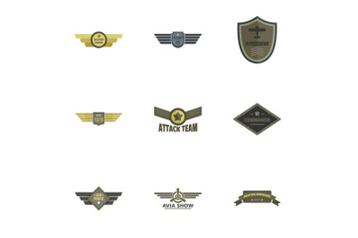 Attack icons set, flat style