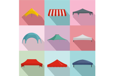 Marquee icons set, flat style
