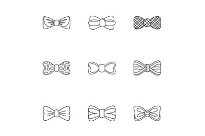 Pharynx icons set, outline style