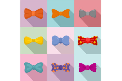Neck decoration icons set, flat style