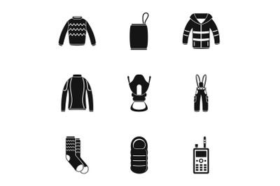 Garment icons set, simple style