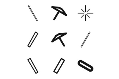 Type icons set, simple style