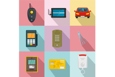 Signal system icons set, flat style
